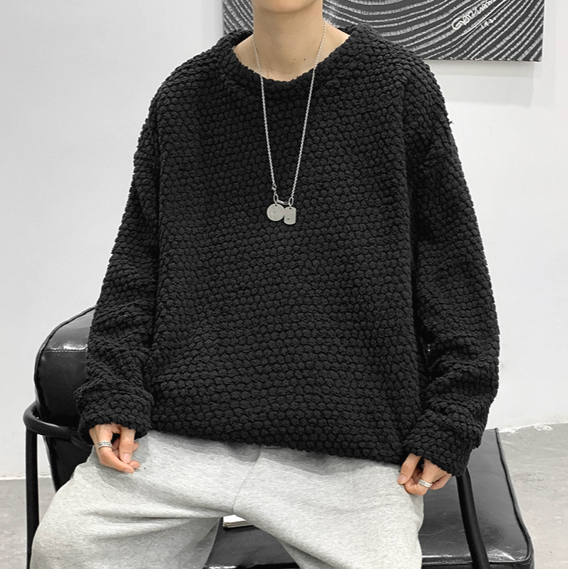 204 Round Neck Sweatshirt for Men Spring and Autumn Style Loose Solid Color