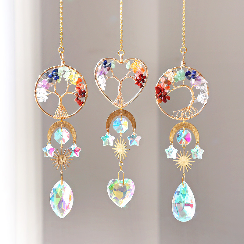 Golden Tree of Life Creative Wind Chimes Ornament Window Decoration Garden Crafts Wall Decor Sun Catcher M260328-image-1099407139