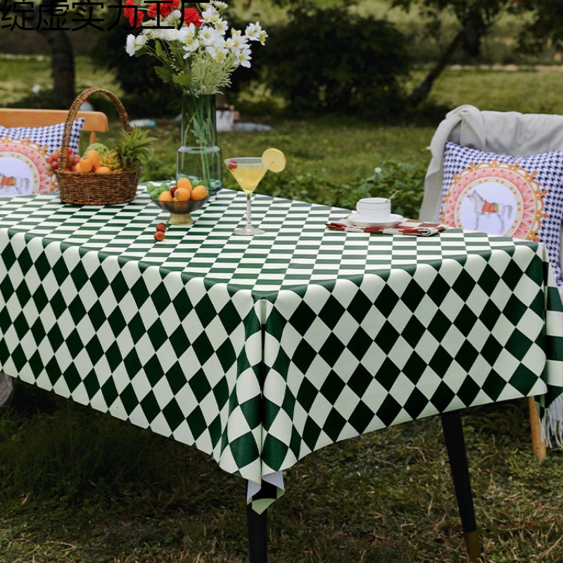 Outdoor tablecloth sunscreen waterproof tablecloth outdoor garden stall egg roll green plaid table mat desktop protection pad 3A6R01-image-1059887156