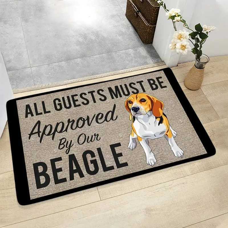 Tapis de porte humoristique Beagle, tapis de sol antidérapant avec tous les invités doivent être approuvés par notre slogan Beagle pour une décor