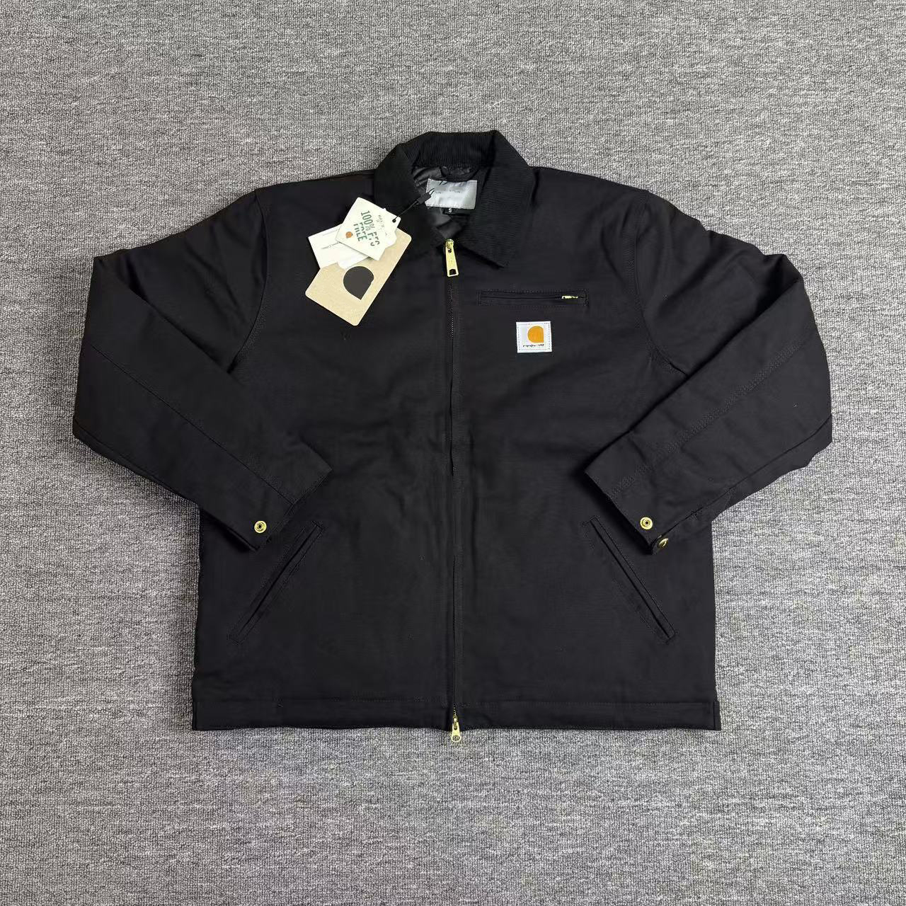 Car Harttly Canvas Jacket Detroit Retro Work Wear Style Unisex Relaxed Fit Point Collar Winter Warm Padded Lined Work Coat American Streetwear Detro
