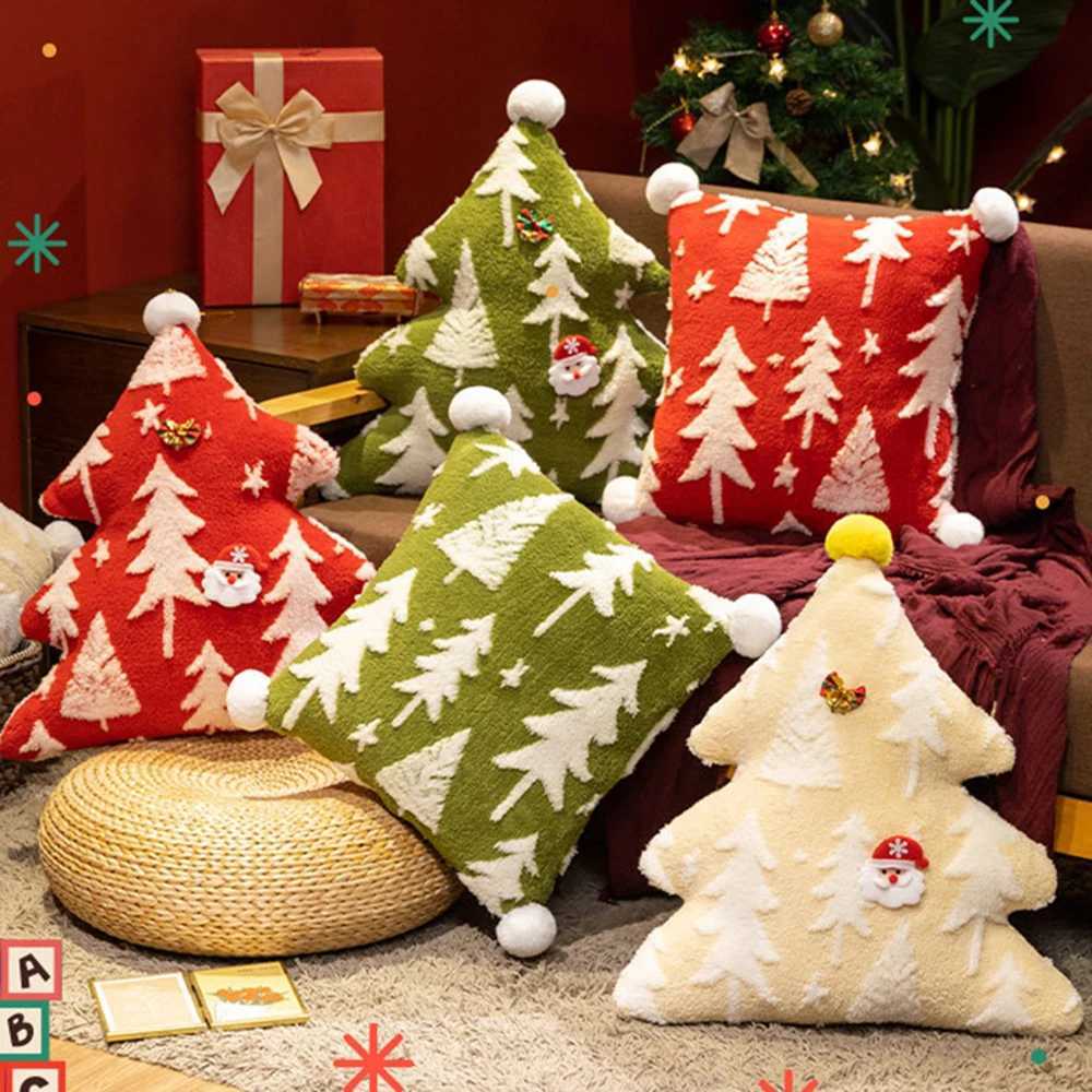 Christmas Red Green low Cushion Plush Jacquard Christmas Tree low Festive Decoration Throw Cushions Christmas Gifts H251201-image-1086790928