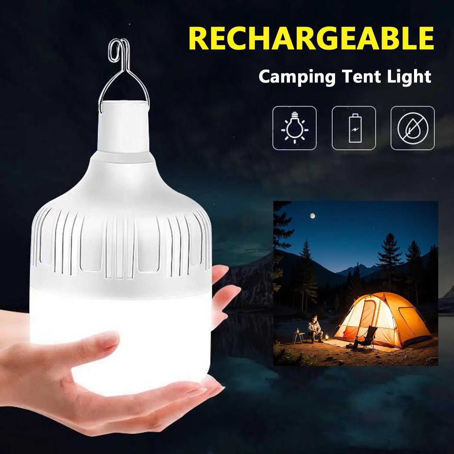 Rechargeable USB LED Camping Light Camp Rechargeable Emergency LED Bulbs Waterproof Energy-saving Bulbs Hanging Work Light Tent M251201