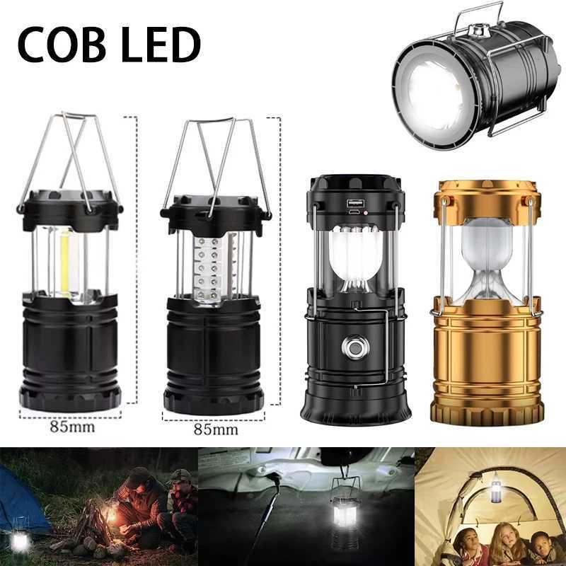 2 in 1 COB LED Camping Lantern Portable Lantern Flashlight Foldable Impact Resistant Hiking Lantern Waterproof Camping Lantern M251201