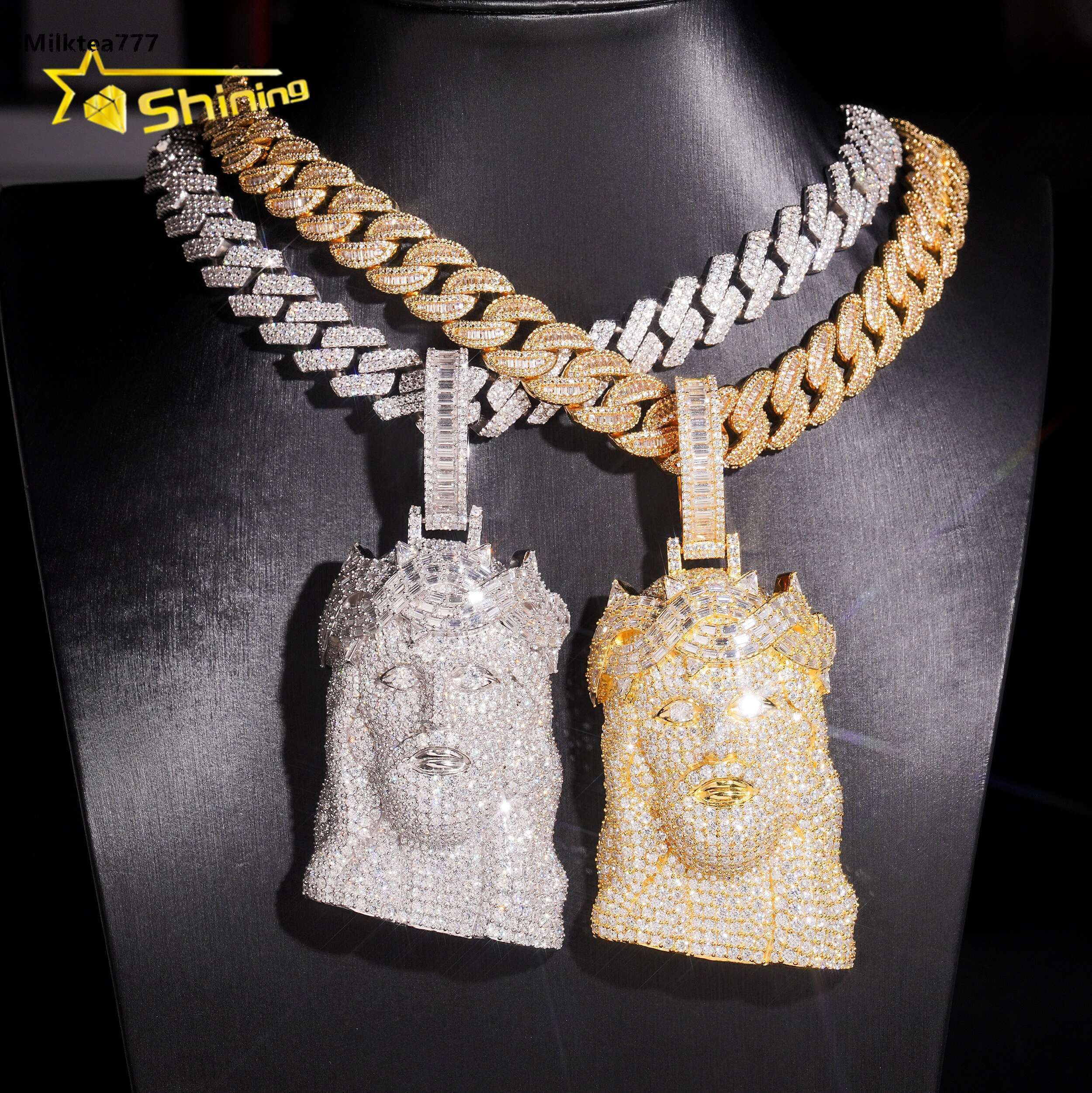 Factory Wholesale Price Hip Hop Jewelry 925 Sterling Silver D Color VVS Moissanite Pendant Iced Out Jesus Pendant Necklace