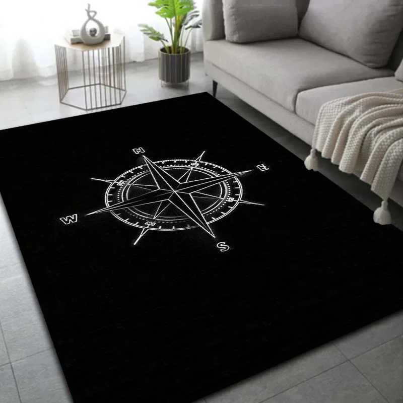 Tapis de sol antidérapant avec boussole rétro, carte du monde, pour salon, chambre à coucher, canapé, cuisine, paillasson, Cool, M251201