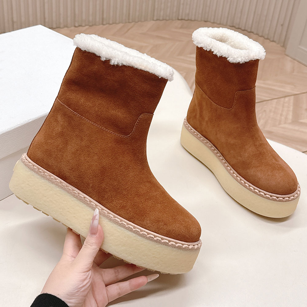 Suede booties designer ski boots Womens Snow Boots 1T729N New Autumn Winter Boots Warm comfort Shearling lining Rubber flatform Non slip sole Lug tr