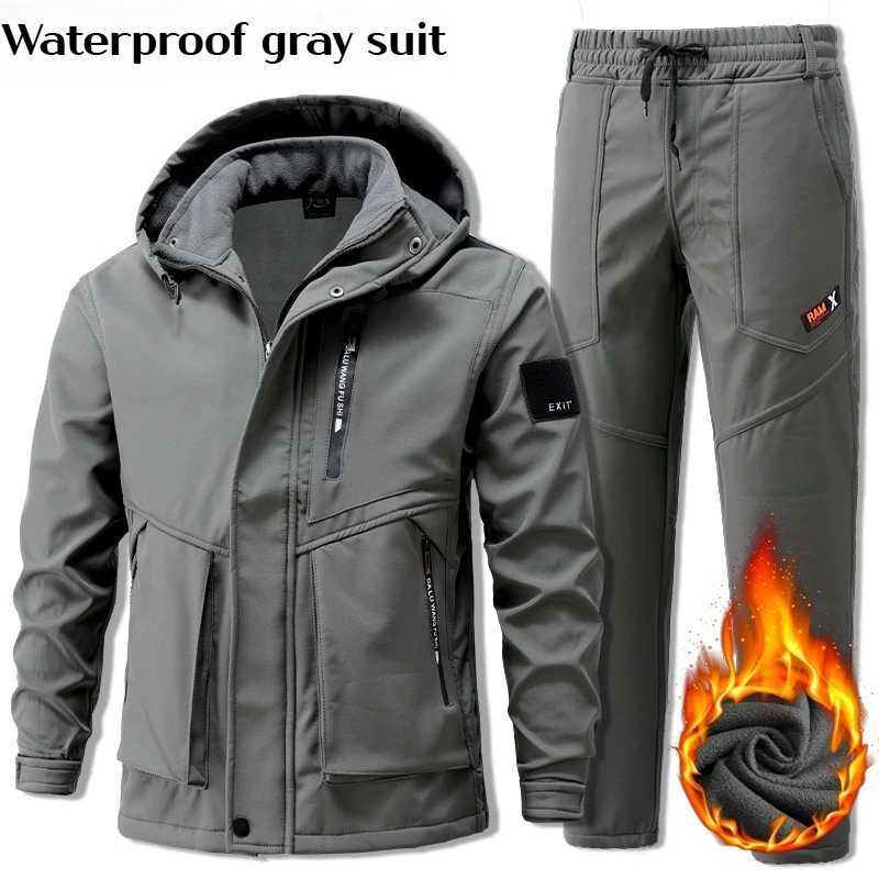 2025 New Winter Thermal Fleece Ski Jacket Pants Set Men Women Waterproof Windproof Outdoor Climbing Work Suit Mens Sweats Set M251201