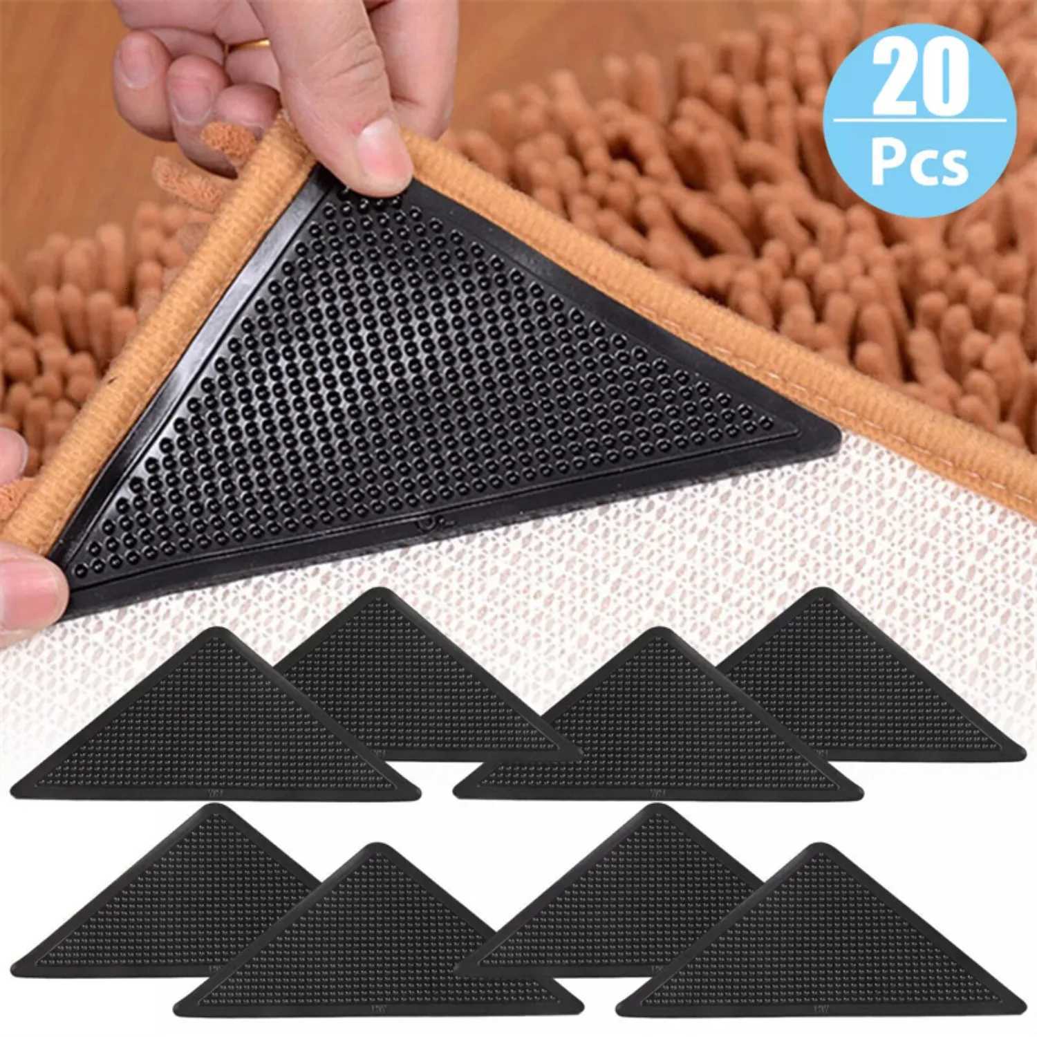 1-5set Triangle Non Slip Rug Grippers Reusable Anti Slip Carpet Pads Rug Corner Gripper For Tile Floors Carpets Corners Mat M251201-image-1086781210