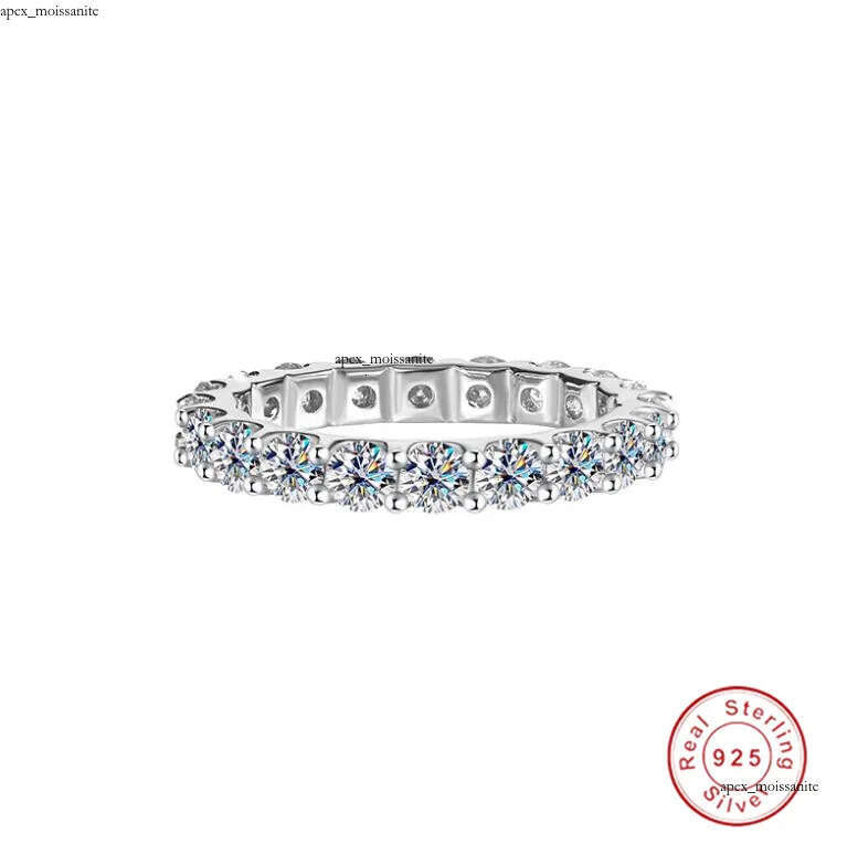 2024 Sparkling Gorgeous Handmade Full Round Cut Moissanite Diamond Gemstones Wedding Rings Pure 100% 925 Sterling Silver Party Eternity Women Band R