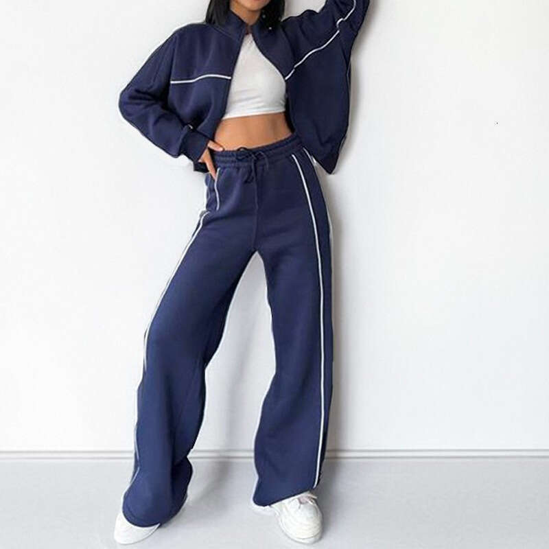 Printemps nouveau décontracté demi-col haut Cardigan à fermeture éclair à lacets mode sport sweat ensemble pour les femmes de luxe concepteur