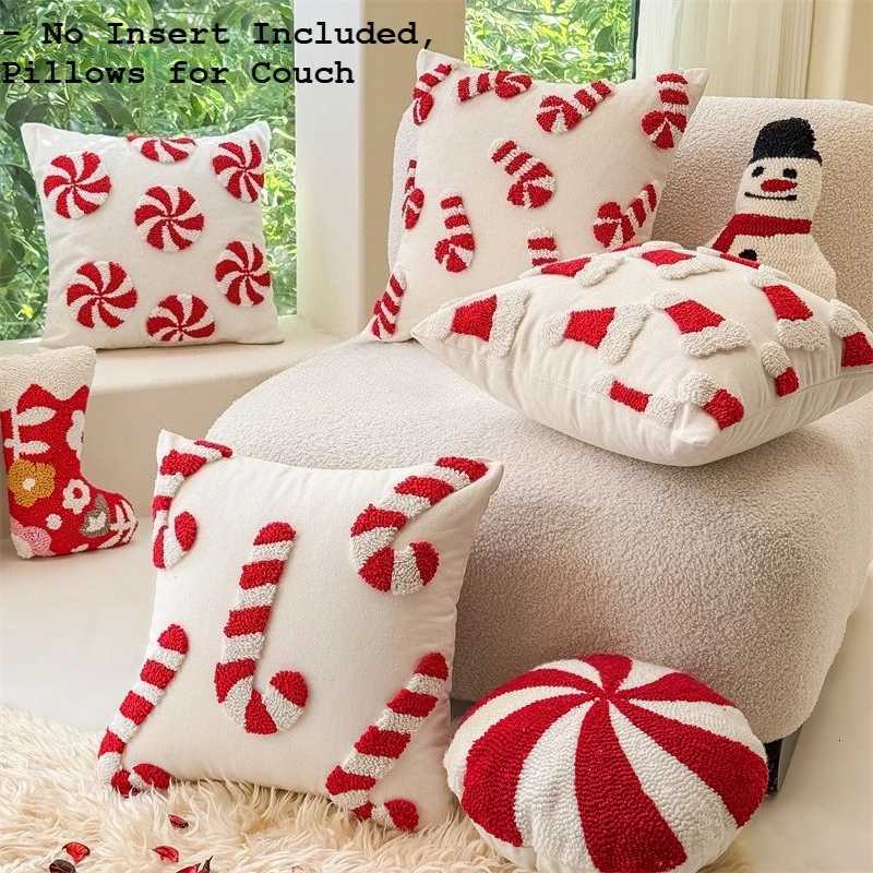 Handmade low Cover Christmas Cane Sugar Design Zipper Closure Canvas Decorative lowcase for Living RoCar Off H251201-image-1086790930