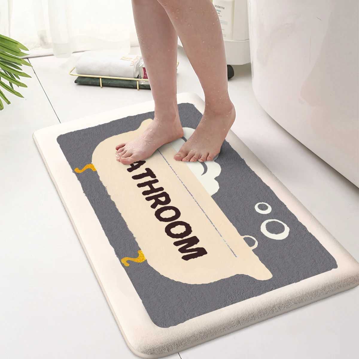 Thickened flannel cartoon anti-slip mat bathroom toilet washable floor mat absorbent and dirt-resistant entrance mat M251201-image-1086780088
