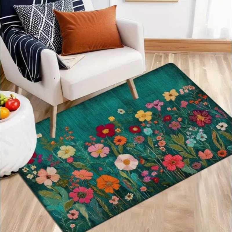 Vibrant Spring Floral Printed Door Mat Soft Perfect for Entrance Living Room Bedroom Bathroom Kitchen and Laundry Home Decor Mat M251201