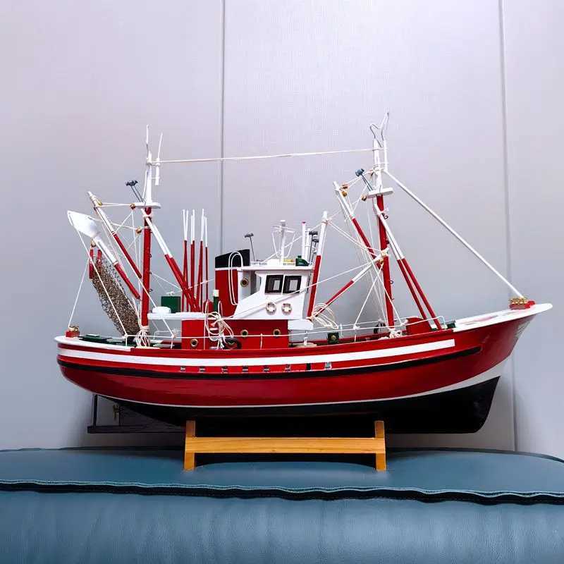 Wooden Simulated Sailboat Model Ornaments Gifts Finished Ship Model Decorations Simulated Fishing Boat Model Crafts C251118-image-1086727877