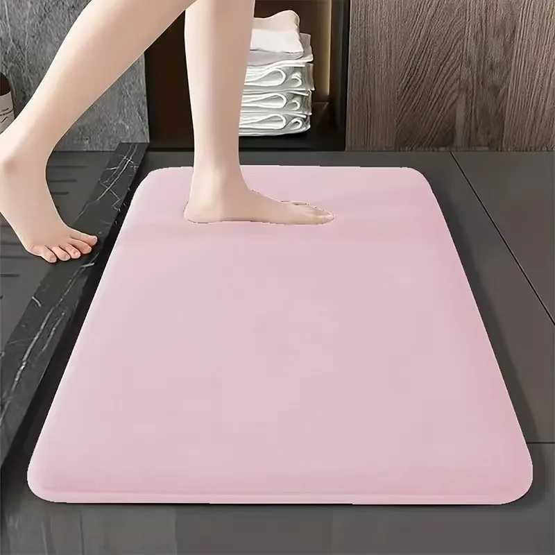 Solid Color Home Bathroom Absorbent Floor Mat Super Absorbent Bath Mat Super Anti Slip Coral Velvet Bathroom Floor Mat Door Mat M251201-image-1086783501