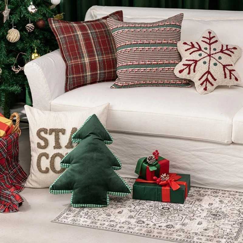 Christmas Cushion Cover Modern Novelty Shape Santa Embroidery Plush low Case for Holiday He Decor Sofa Decorations Gift H251201-image-1086790670