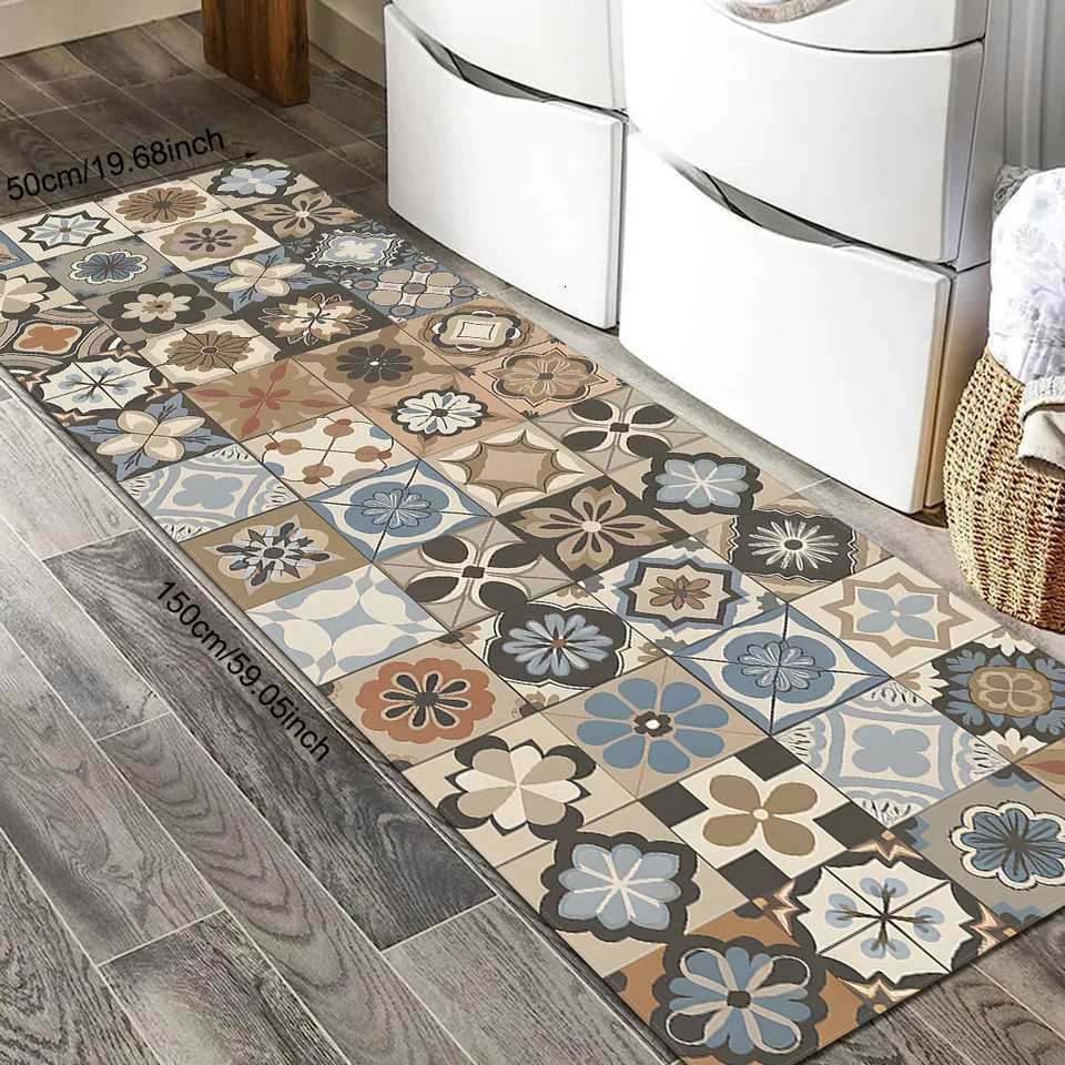 1pc Bohemian Floral - Non-Slip Quick-Dry Bath Mat for Bathroom Laundry Room Durable Soft Floor Mat with Vibrant Patterns M251201-image-1086783727
