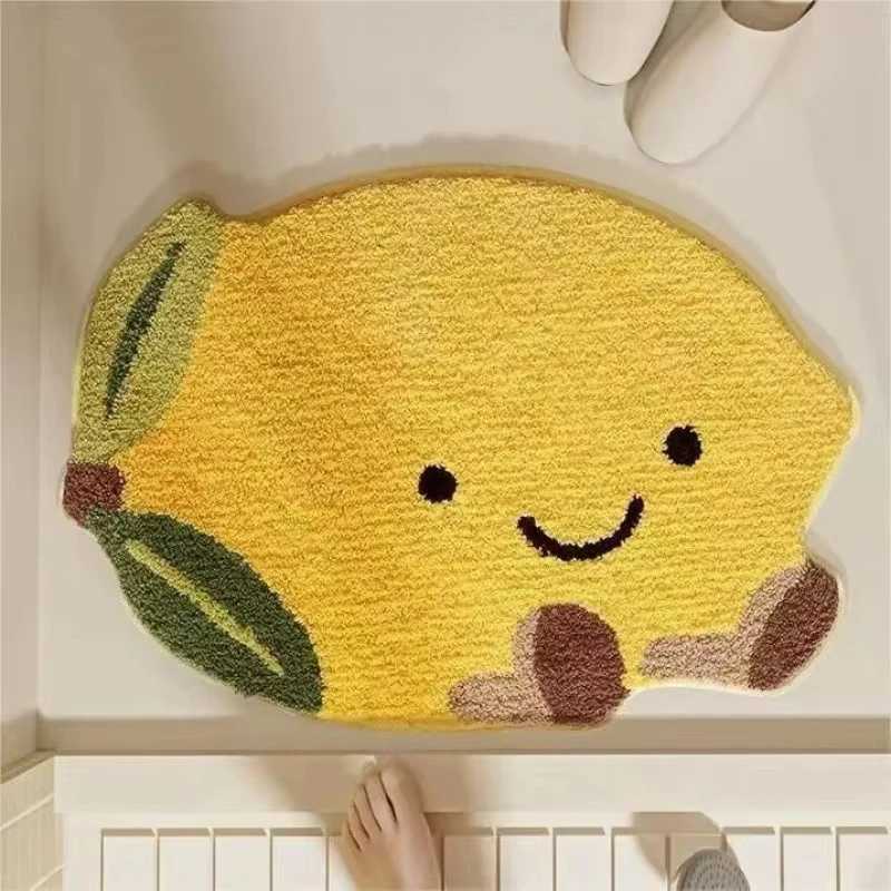 VIKAMA Cute Cartoon Lemon Smiling Face Plush Carpet Bathroom Water Absorbing And Anti Slip Floor Mat Home Decoration M251201