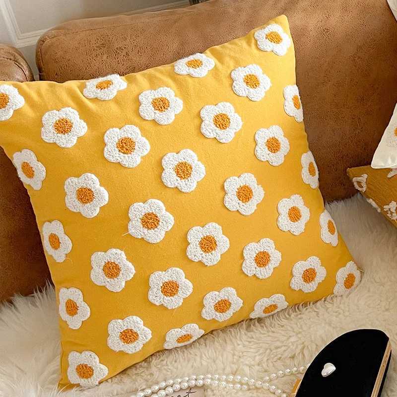 45x45CM Daisy Embroidered Throw low Cover Nordic Simple Stamping Waist Cushion Cover Decor He Decorative lowcase H251201-image-1086778864