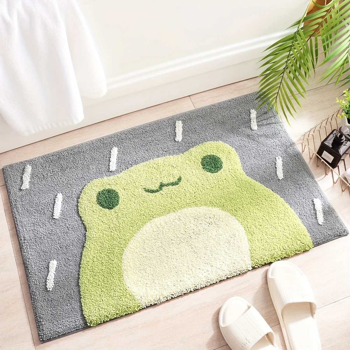 Cute Frog Bath Mat - Super Soft Absorbent Non-Slip Quick-Dry Bathroom Rug for Floor Shower Sink Perfect Gift Decor M251201-image-1086783425