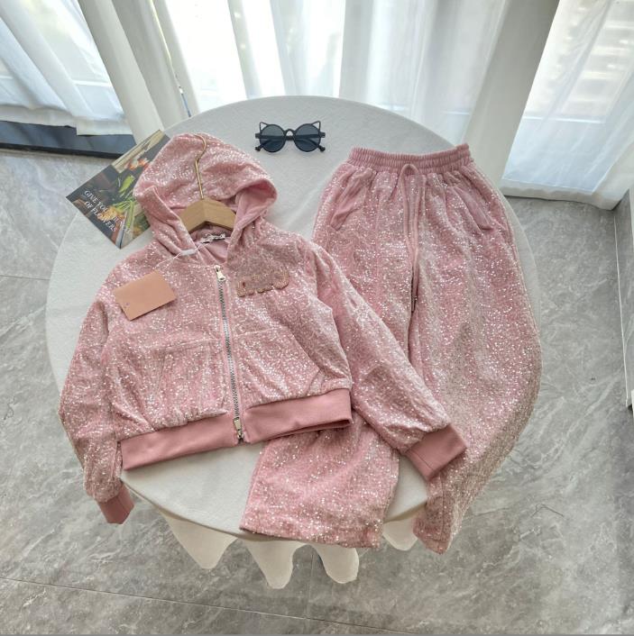 Luxury Girls Jacket With Pants For Kids 2pc Set Designers Kids Baby Coat Long Pants 2pc Set Brand Kids Clothing Set -8 High Quality Child