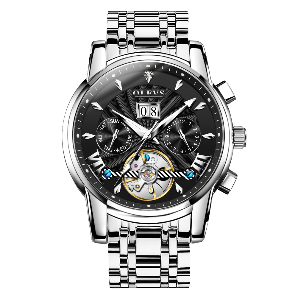 OLEVS Automatic mechanical wristwatch Multi functional mechanical watch for men, Classic Business fashionable hollow out waterproof men's watch