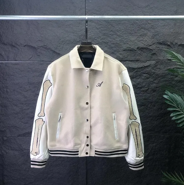 Amirim Jacket Top Quality Mens Designer Baseball Coats Fashion High Street Style Hip Hop Cotton Long Sleeve Loose Breathable AM Letter Pattern Men A