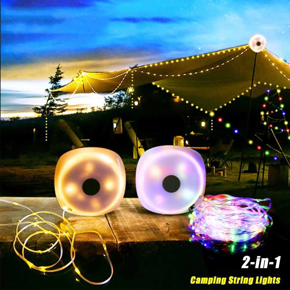 Guirlande lumineuse de Camping 33 pieds avec lanternes, conception 2 en 1, lumières de Camping 2000mAh, étanche IPX6, lampes de poche rechargeabl