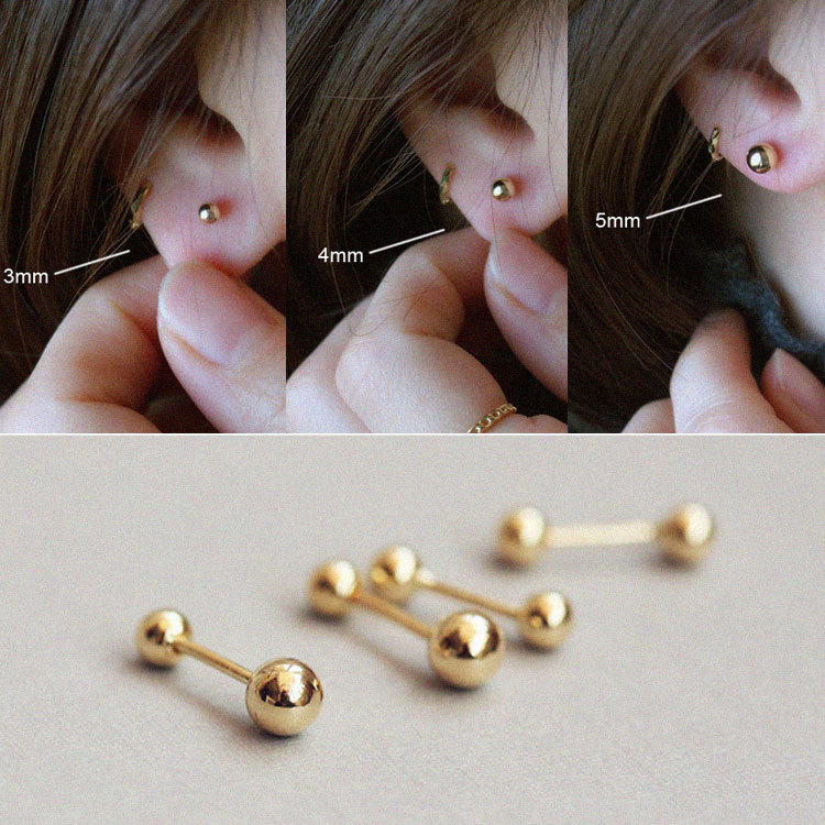 YUNLI – boucles d'oreilles à vis en or véritable 18 carats, solide AU750, doubles boules d'or, bijoux exquis pour femmes, cadeau EA010 240918