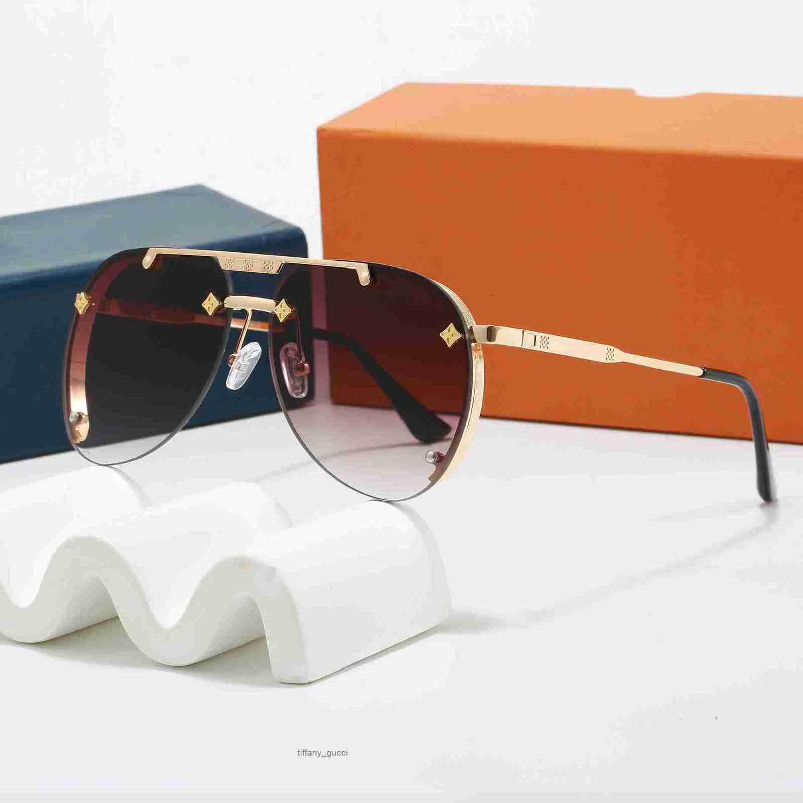Mens Designer Sunglasses Outdoor Shades women fashion Metal Oval luxury Half Frame Sunshade mirror polarized UV400 protection Glasses With box AAAAA