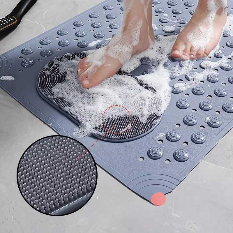 PVC Non-Slip Bath Mat Solid Color Massage Floor Mat with Suction Cups Waterproof Durable for Home Bathroom Hotel 38x69cm M251201-image-1086783437