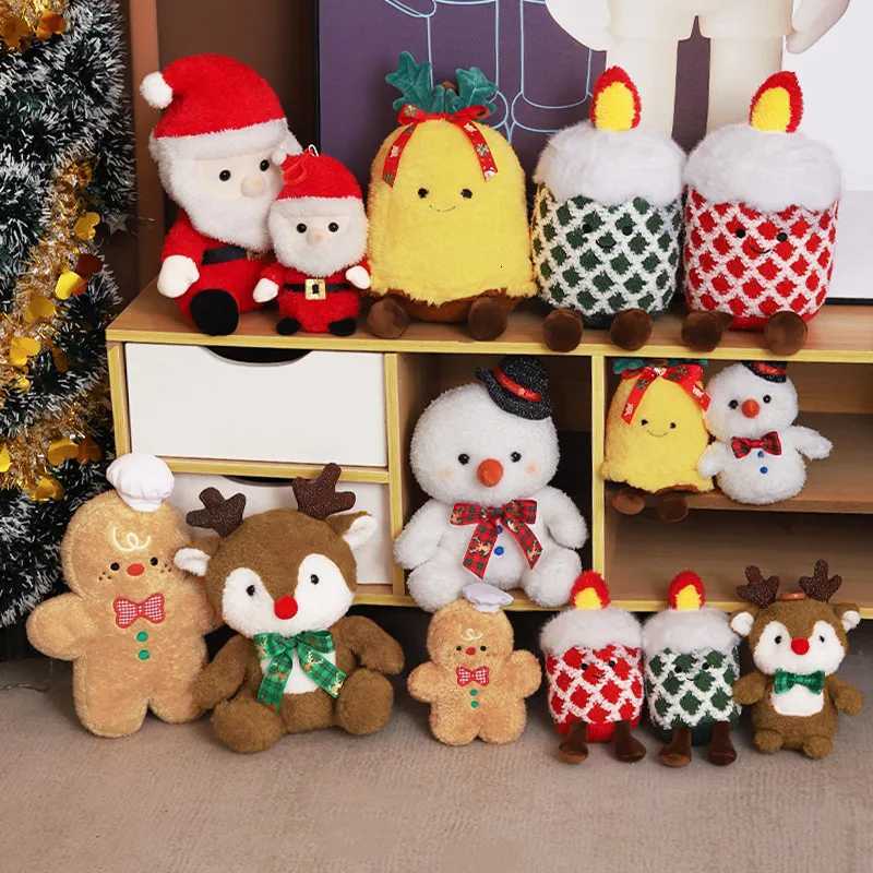 Kawaii Christmas Plush low Stuffed Bell Santa Claus Snowman Deer Candle Gingerbread Man Soft Cushion Decor Party Prop Gift H251201-image-1086789917