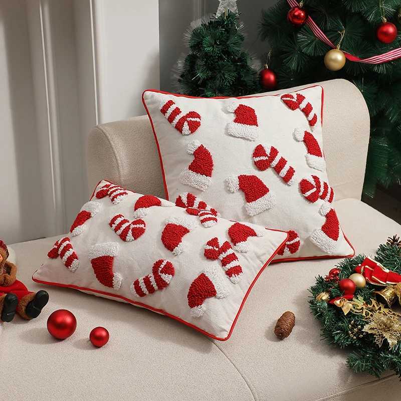T Tufted Christmas Throw low Cover with ed Edge Decorative lowcases for Sofa Living Ro Farmhouse Couch low H251201-image-1086790859
