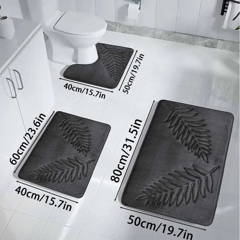 3 pièces ensemble tapis de bain antidérapant doux à séchage rapide salle de bain tapis doux Absorption d'eau sec rapide tapis de bain lavable en