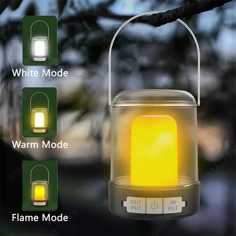 Portable Emergency LED Light USB Rechargeable 3 Color Modes Flashlight For Outdoor Camping Power Outage Tent Lantern M251201