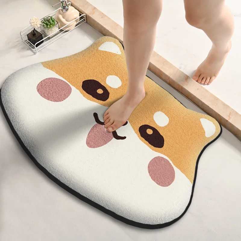 Thickened Special-shaped Absorbent Bathroom Floor Mat Flannel Toilet Mat Shower Room Non-slip and Dirt-resistant Foot Mat M251201-image-1086780652