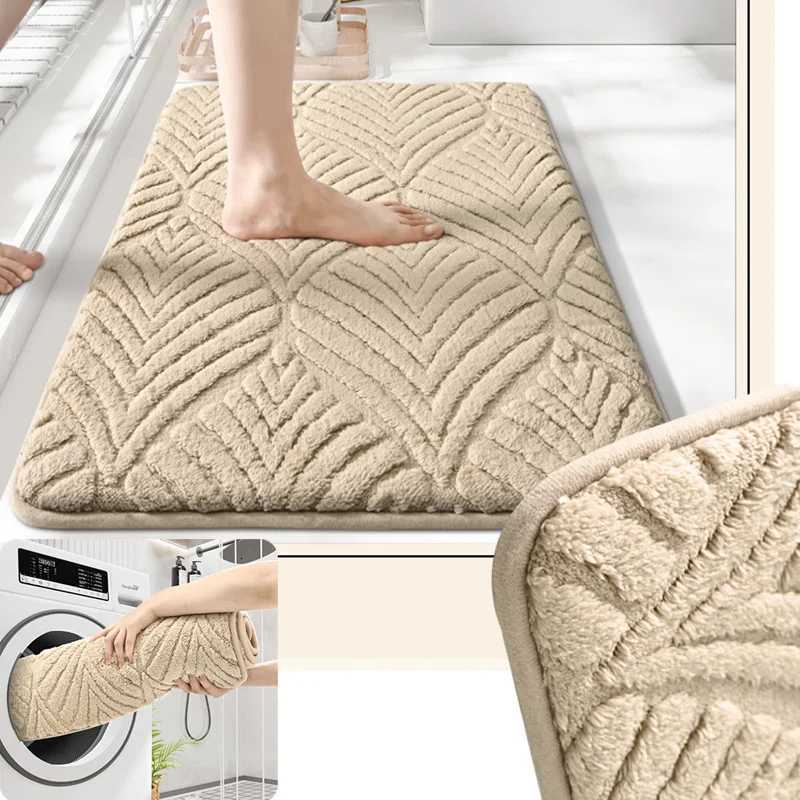 solid color Thickened Non-slip Bathroom Rug floor mat carpet bedroom comfortable cotton velvet non-slip Kitchen Home Carpet M251201-image-1086783953