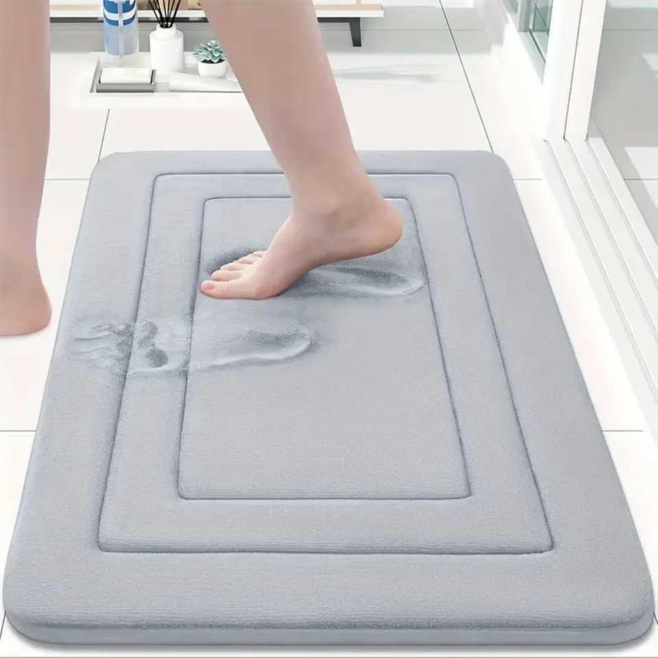Thickened flannel bathroom absorbent mat shower room toilet anti-slip mat bathtub mat door mat home entrance mat M251201-image-1086780899