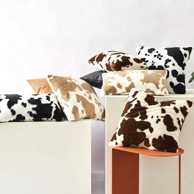 Mti-color Cow Print lowcase Mti-size Plush Double-sided Cushion Cover Artistic Color-block Throw low Cover He Decor H251201-image-1086790546