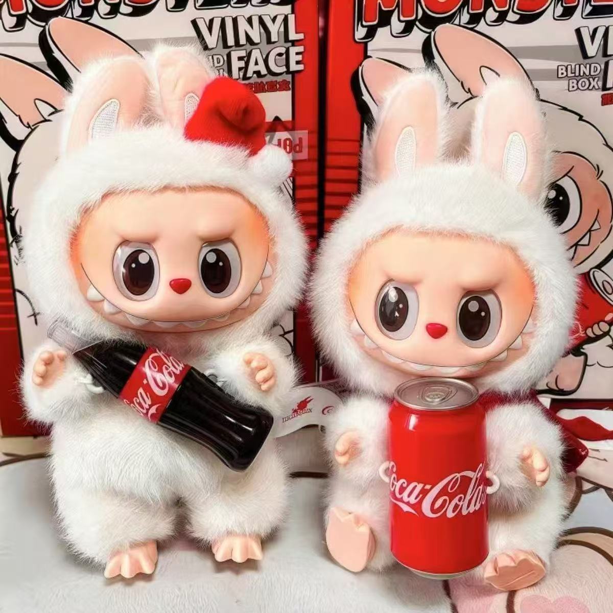 Three generations of heart macarons Coca-Cola labubu series vinyl blind box plush toy dolls-image-1086846911