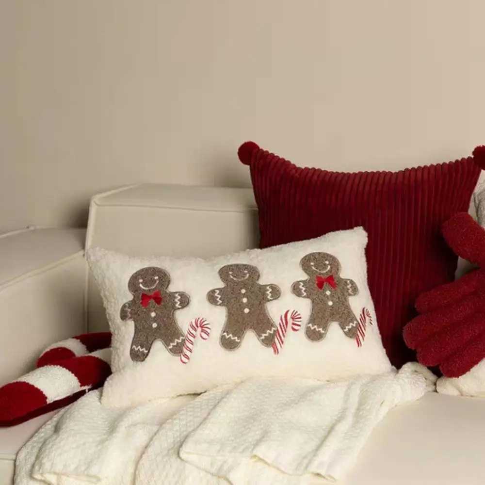 Gingerbread low Christmas Cushions low Case Embroidery Christmas Tree Cushion Cover Canvas Tassel New Year low Covers H251201-image-1086789766
