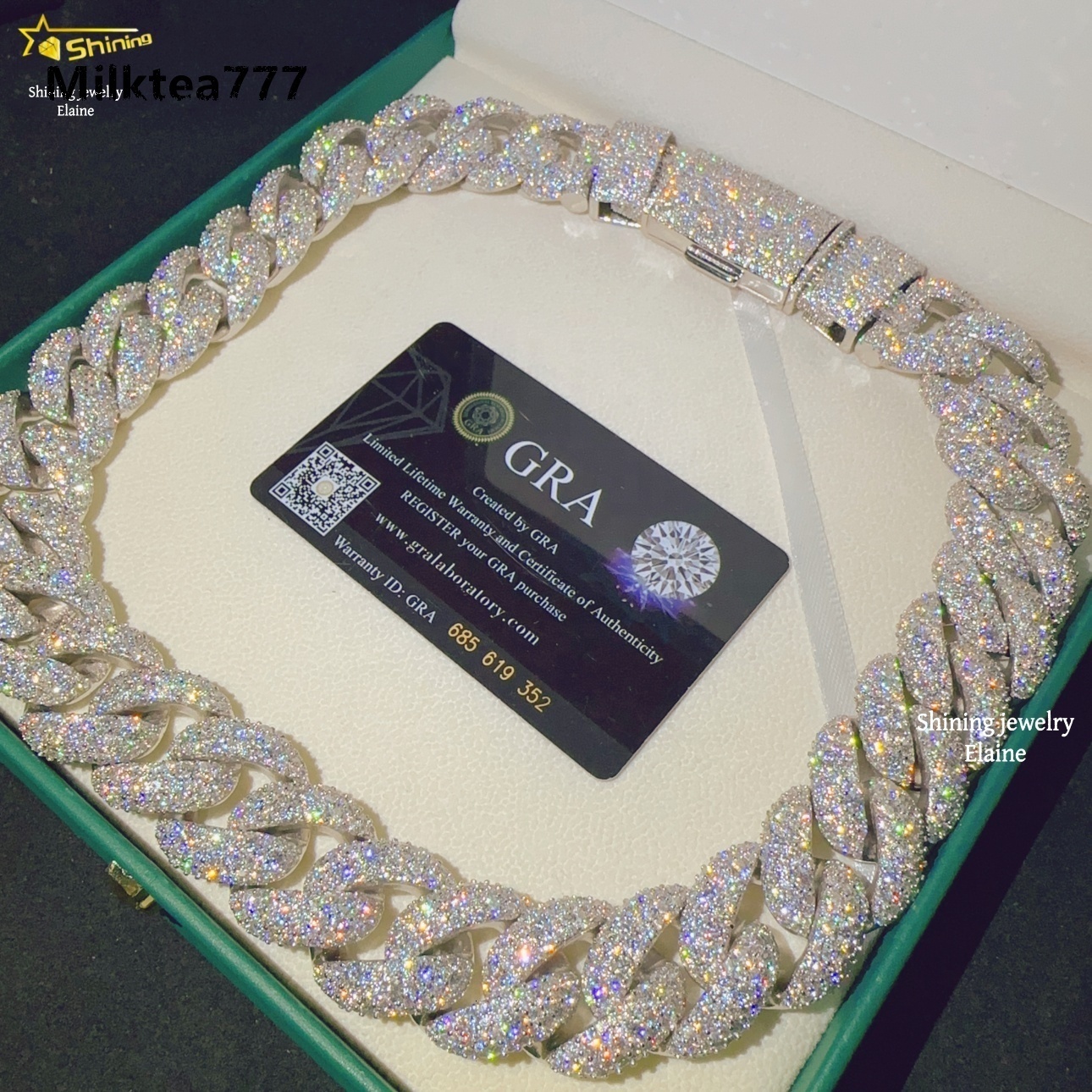 Hip Hop Fashion Custom Diamond 20MM 925 Sterling Silver Iced Out Fine Jewelry High Quality Moissanite Cuban Link Chain Necklace