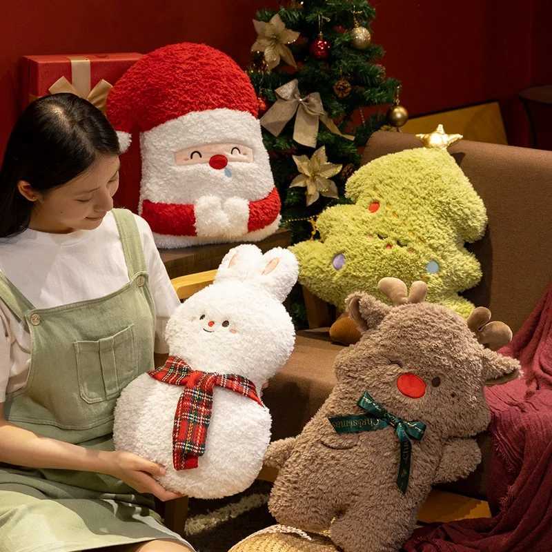 2025 Christmas Series Cartoon Throw low Cozy Rabbit Tree Elk Santa Claus Plush Doll Soft Sofa Cushion Festival Party Decor H251201-image-1086789997
