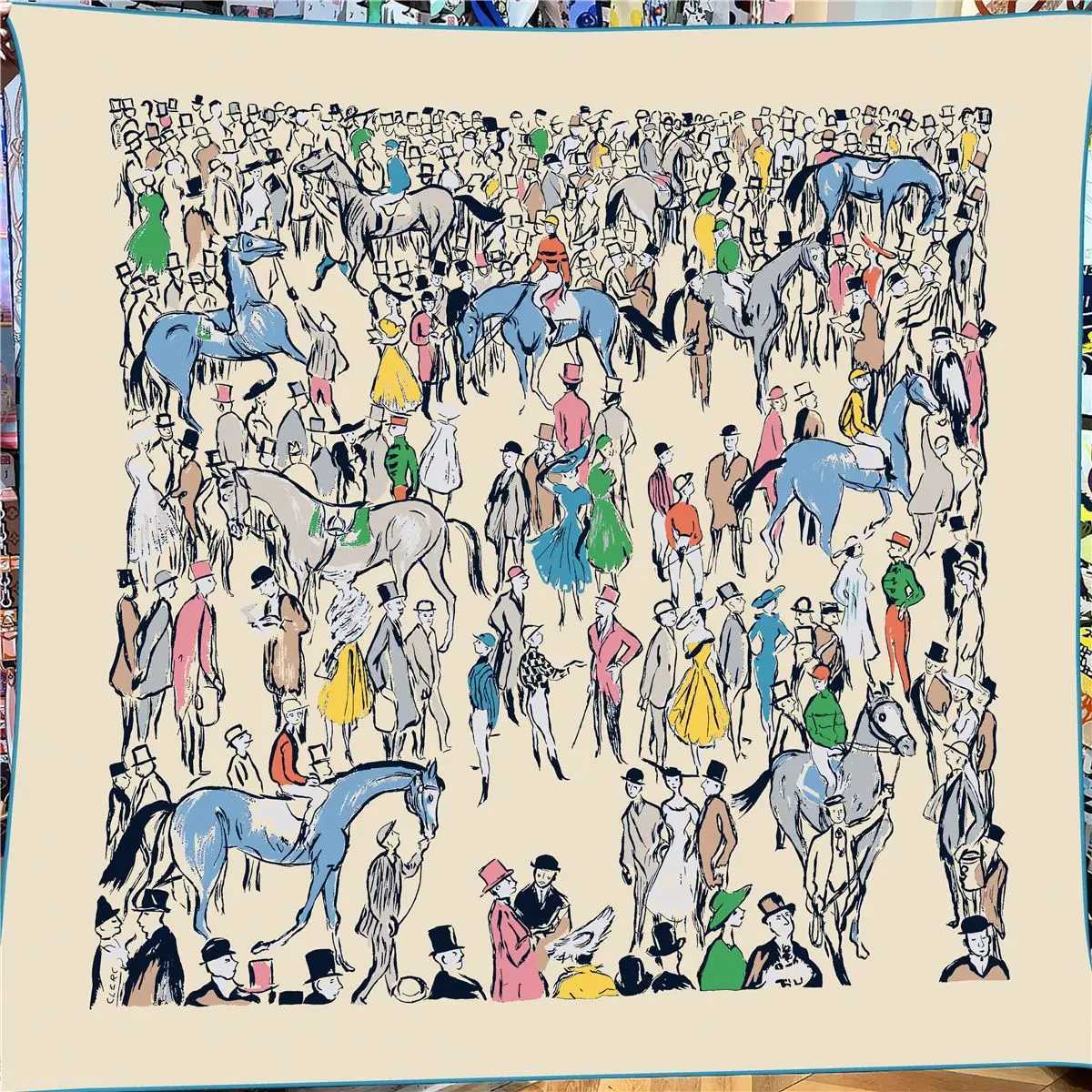 Womens 130CM Square Scarf Hand Rolled 30 Silk 70 Cashmere Animals Print Handkerchief Wrap Bandana Big Hijab Foulard Q251201