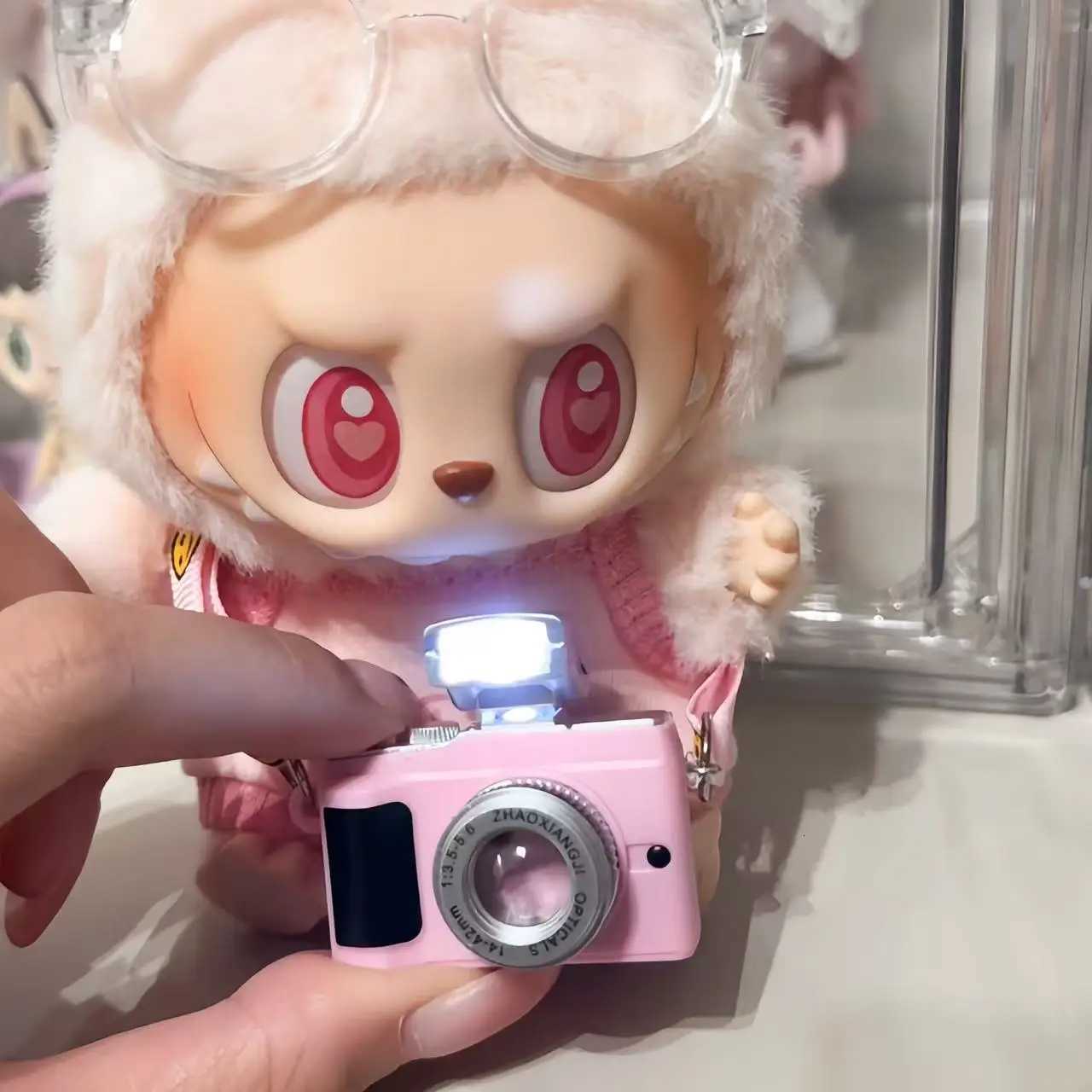 For 17cm labubu Decoration Camera Accessories Simulated Mini Camera Can Flash And Produce Sound Cute Doll W251202-image-1086942648