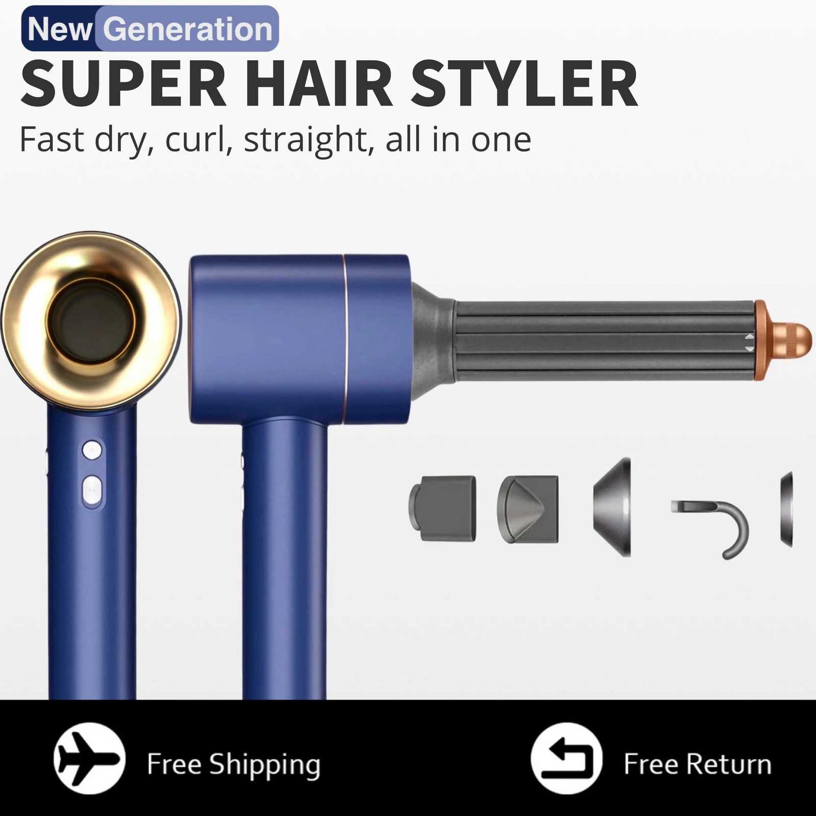 er High Speed Hair Dryer For Hair With Curling Barrel 220V 1600W Styling Tool Hair Care Styling High Speed Hair Dryers C251202-image-1086953193