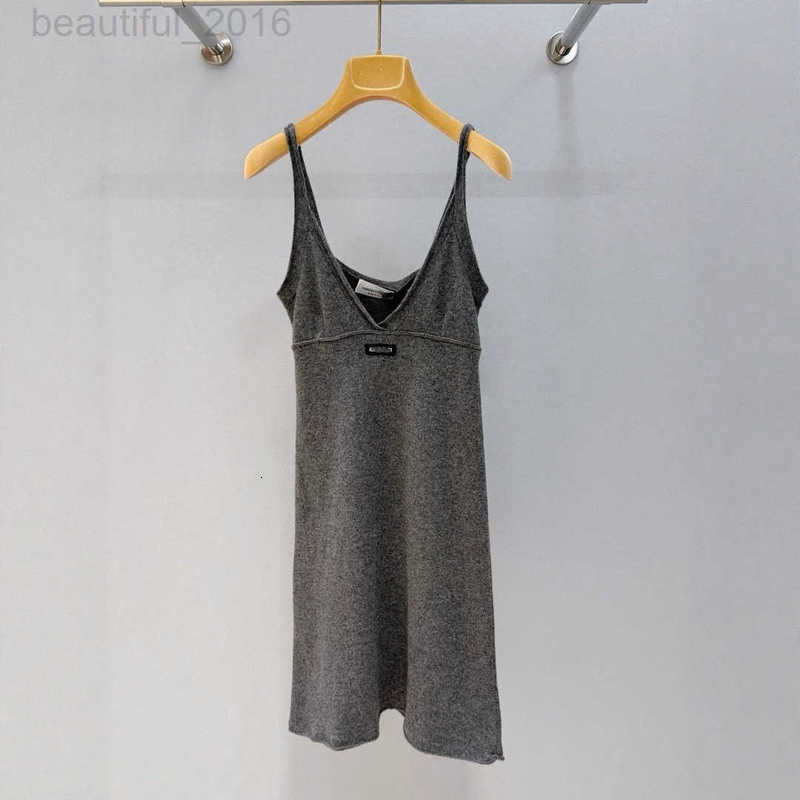 Basic & Casual Dresses designer ring Summer New Strap Dress Knitted Letter Patch Mid-Length GEGI S9XX