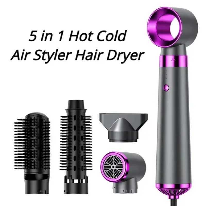 5-in-1 Hair Dryer 110V/220V Negative Ion Fast Drying Styler with Straightener Curler for He Travel Salon Use Strong Wind C251202-image-1086951999