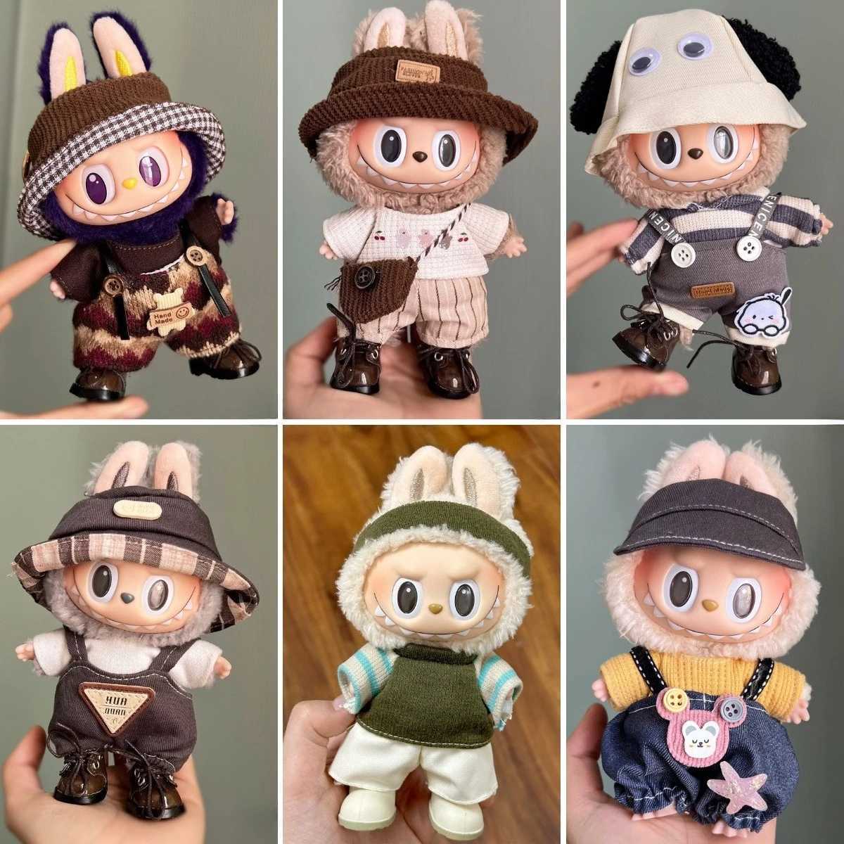 For 17cm Labubu Mini Doll Clothes 21 Style Cute Clothes Outfit Accessories Idol Hat T-shirt Pants Set Clothing Gift W251202-image-1086943042